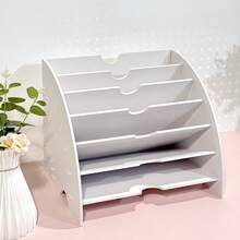 1 pieza Soporte de documentos con forma de abanico, organizador de archivos de escritorio multicapa, estantería de clasificación de archivos, estantería de almacenamiento de escritorio creativa - Una pieza - Ver 6