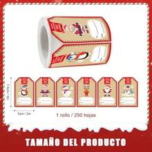 YQQ 250 Piezas de Etiquetas Navideñas Autoadhesivas 2x3" Rollo de Etiquetas de Regalo para Cajas de Sobres Decoraciones Navideñas y Papel de Regalo 6 Estilos Alce Muñeco de Nieve 29394 - 2 - Ver 2