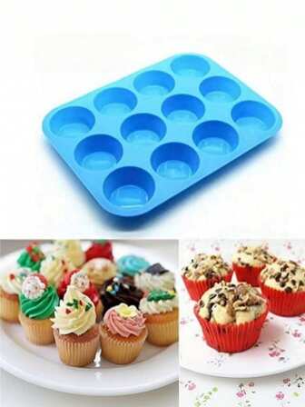 1 pieza Molde de silicona para cupcakes - Ideal para hacer cupcakes, muffins, etc.) Molde de cupcakes fácil de quitar, molde de silicona antiadherente, molde fácil de limpiar, molde multicolor, molde para pasteles, molde para muffins, accesorios de repostería