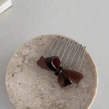 7齿醋酸纤维蝴蝶结发梳夹，女士发型发夹，刘海断发梳夹，女孩礼物，头饰，侧梳，发饰 - 彩色 - 查看 13