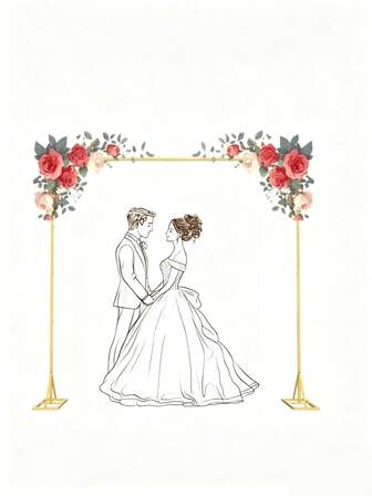 一套金色方形婚礼装饰相框，金属方管底座组合，坚固的支撑架，适用于婚礼花卉、气球装饰、情人节、生日、毕业派对装饰