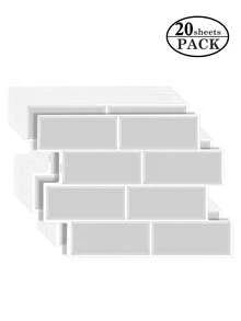 WoStick 防水砖纹3D墙板DIY瓷砖，可移除自粘墙砖贴纸，适用于厨房浴室防溅板，可用于节日装饰、贴纸、墙贴、乙烯基壁纸、家居装饰、春季装饰、家居翻新、Rama装饰贴纸、生日毕业礼物 - 淺灰色 - 查看 12