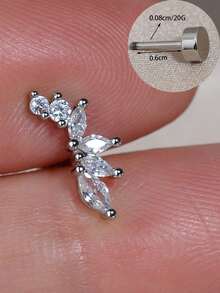 1枚18K镀金不锈钢和铜质平底耳钉，镶嵌立方氧化锆，适合女性耳垂、耳骨及其他穿孔部位，20G尺寸 - 一件圓餅鋯石耳環 - 查看 4