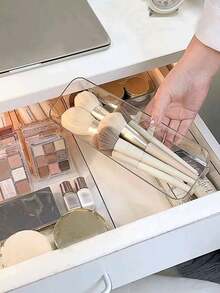 Estante de exhibición de maquillaje y caja de almacenamiento de cosméticos - Caja de almacenamiento con cajones transparentes, caja de almacenamiento de cosméticos para escritorio, contenedor de almacenamiento multiusos compartimentado, organizador de suministros de oficina, organizador de tocador y escritorio, juego de almacenamiento con cajones de varios tamaños, caja de almacenamiento de cosméticos, decoración del hogar, accesorios de baño - transparente - Ver 7