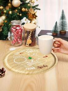 Customized Santa Claus Cookie Plate, Round Christmas Tray, Wooden Christmas Cookie & Milk Tray, Christmas Eve Reindeer Snack Tray, Christmas Gifts, Santa Claus Placemat, Cookie Box, Milk & Carrot Plate, Holiday Party Tray Supplies - Multicolor - View 7