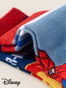 Marvel 5/10 Pairs Spider-Man Themed Kids Socks, Featuring Superhero Prints, Breathable & Soft For Casual Everyday Wear - Brown - View 11