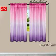 2pcs Modern Gradient Semi-Sheer Curtains, Semi-Transparent Curtains Suitable For Balcony, Bedroom And Living Room Home Decor, Multiple Gradient Colors