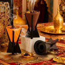 1pc Conical Wooden Grain Incense Burner, Middle Eastern Arabic Festival Fragrance Holder, Sandalwood Incense Burner - Multicolor - View 4