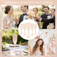 Pink Champagne Flutes, Plastic Champagne Glasses For Wedding,Disposable Wine Glasses For Party Mimosa Bar Anniversary Event Drinks - Watermelon Pink - View 5