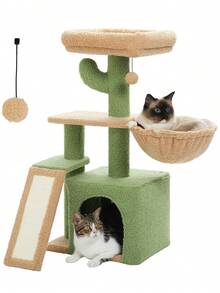 PAWZ Road Cat Tree For Indoor Cats, 31.5'' Small Flower Cat Tower Condo With Sisal Scratching Ramp, Cozy Hammock And Removable Flower Cat Bed Perch For Kittens - Green - View 7