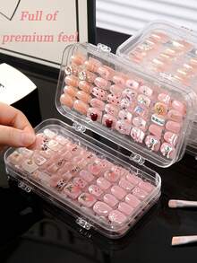 3-Fold Multifunctional Manicure Storage Box - Transparent Plastic Nail Care Storage Box, Fake Nail Display Case, Nail Tool Storage Box With Multiple Compartments, Comes With Adhesive Strips, Suitable For Jewelry, Travel And Home Use - Multicolor - View 2