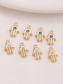 8 件迷你棕榈形水钻装饰 DIY 珠宝吊坠，适用于手链、耳环、腰链 - 金黃色 - 查看 11