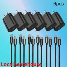 Bộ sạc Type C 6 món: Củ sạc điện thoại USB C + Cáp – Sạc nhanh cho điện thoại và các thiết bị điện tử nhỏ | Kho hàng địa phương, công suất đầu ra cao - Xem 4