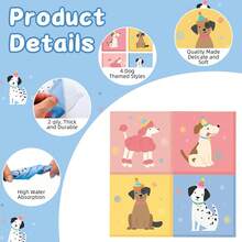 20张/40张/60张装，宠物狗生日派对用品，双层小狗图案鸡尾酒纸巾，复古小狗主题纸巾，6.5x6.5英寸复古小狗脸一次性餐巾纸，适用于生日、新生儿洗礼、生日派对餐桌装饰等派对用品。 - 彩色 - 查看 3