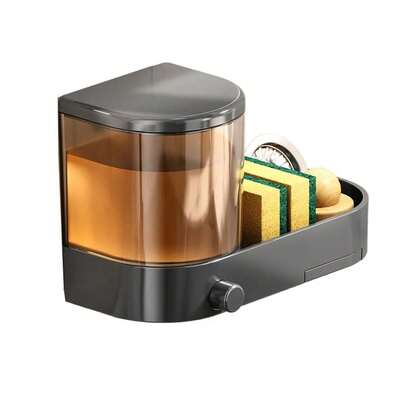 Con bandeja de drenaje dispensador de jabón montado en la pared con soporte para esponjas contenedor desinfectante de manos de gran capacidad ahorro de espacio impermeable