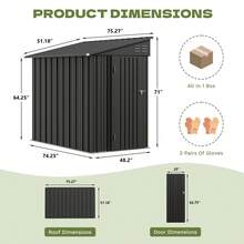 Flamaker 6x4 FT Outdoor Storage Shed, Lean To Storage Shed, Garden Tool Metal StorageHouse With Lockable Door, 2 Air Vents And Sloped Roof For Backyard, Patio, Lawn, Black - màu đen - Xem 2