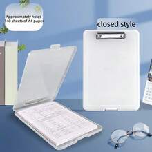 8.5 x 11 英寸 A4 塑料文件夹，带储物空间，护士专用文件夹，带独立笔槽，多功能文件夹，带书写板，大容量文件整理盒，适用于办公室和学习 - 高强度塑料文件夹，带储物空间、金属质感夹子、笔槽和挂孔，侧开式活页夹