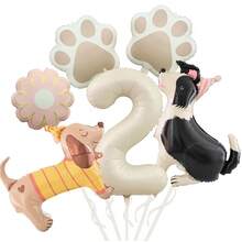 Set de 6 globos de aluminio con diseños de perros salchicha, perros pastor y huellas de perro, adecuados para decoraciones de fiestas de mascotas y fiestas de cumpleaños - Multicolor - Ver 15