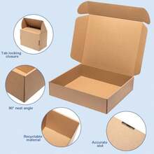 8x8x4" Shipping Boxes 25 Pack Mail Box Brown Corrugated Cardboard Mailing Boxes For Small Business Kraft Medium Literature Mailer Packaging Supplies - 12x9x2" - Xem 5