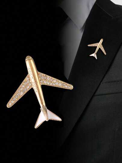 1pc Fashionable Airplane Brooch, Large Size Suit Lapel Pin For Men, Ideal Gift