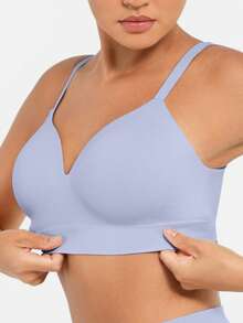 FeelinGirl Wireless Supportive Bra For Women, Seamless Comfort Bralettes No Underwire Full Coverage Everyday Bras - Baby Blue - View 4