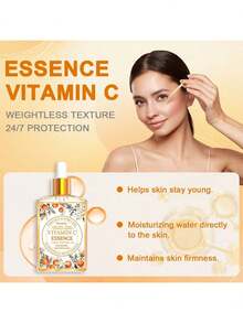 45ml Vitamin C Serum, Niacinamide + Aloe Vera Moisturizing, Fragrance-Free, Suitable For Face/Neck/Hands/Body, Ideal Holiday Gift - Multicolor - View 8