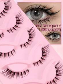 5 Pairs Natural Fiber Foxy Eyelashes, Lightweight Curly Invisible Band False Eyelashes, Reusable Faux Mink Lashes For Travel - fox eye lashes - View 1