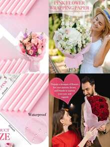 20pcs Floral Wrapping Paper - Waterproof Bouquet Packaging Paper For Valentine's Day, Suitable For DIY Crafts, Floral Supplies Packaging, Applicable For Wedding, Birthday Gifts, Gift Wrapping, Bouquet Packaging, DIY Flower Arranging, Mother's Day, Birthday, Wedding, Graduation Ceremony And Anniversary. - Pink - View 6