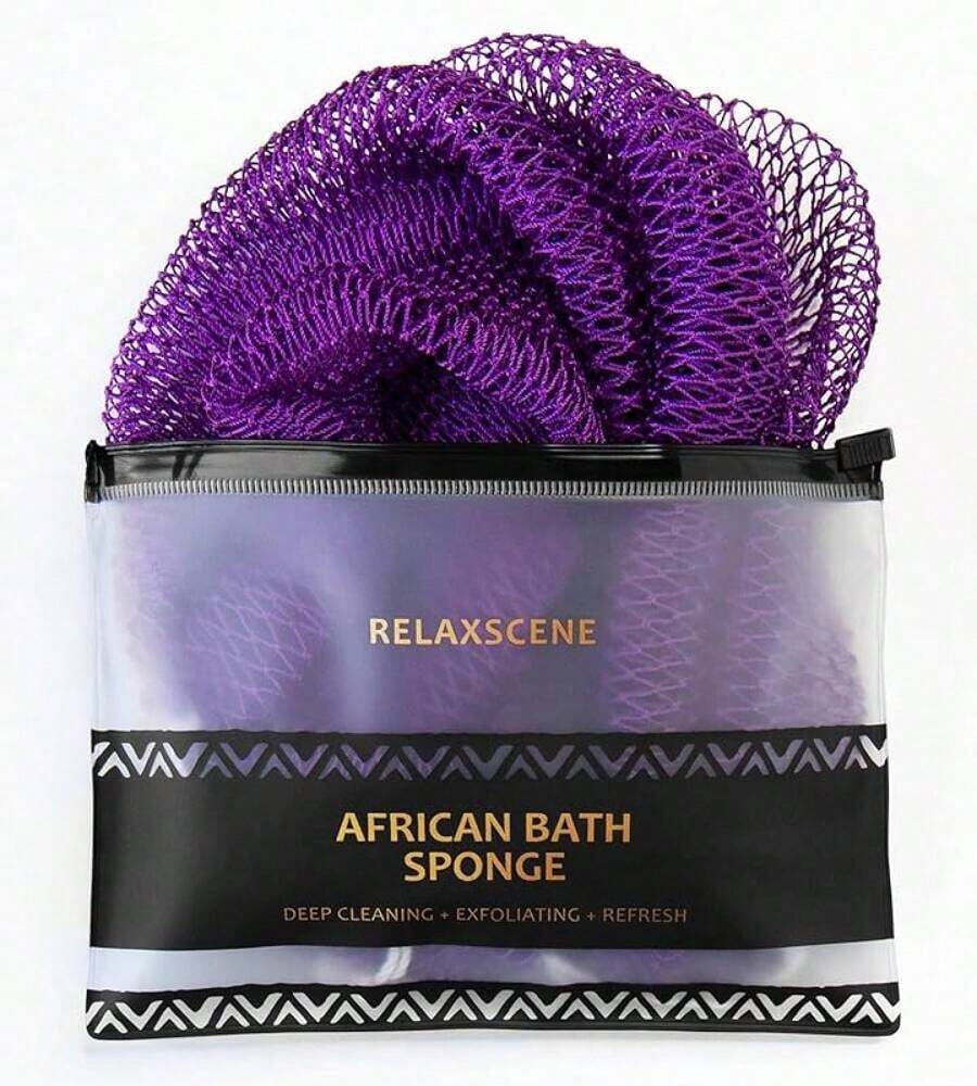 African Net Sponge Authentic - Exfoliating Back Scrub Bath Sponge With Knots - Afro Scrub Body Scrubber Exfoliator Washcloth - African Body Care Daily Use Shower Essentials2025 - Màu tím - Xem 1