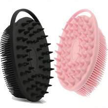 1pc 2pcs Upgrade 2 In 1 Bath And Shampoo Body Brush, Silicone Exfoliating Body Scrubber For Use In Shower, Premium Silicone Loofah, Head Scrubber, Scalp Massager, Easy To Clean Healthy And Silicone, Soft And Does Not Hurt The Skin, The Bristles Q Elastic And Fine, Tough Enough, Sturdy And Durable - Multicolor - View 3