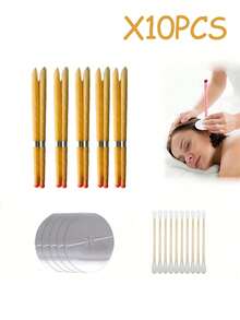 10 piezas de velas para los oídos, velas cónicas de cera de abeja Hopi para eliminar la cera de los oídos, velas aromáticas para los oídos con soporte, 100% cilindros de fragancia cónica hueca - Multicolor - Ver 13