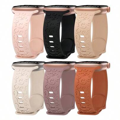  St.Siabe 1 st. unisex moderiktigt snidat laserpräglat paisleymönster monokromt silikonklockarmband, mjukt och bekvämt vattentätt ersättningsarmband kompatibelt med -serien SE/8/7/6/5/4/3/2/1 38 mm 40 mm 41 mm 45 mm 44 mm 42 mm 49 mm