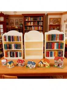 1:12 Scale Mini Collectible Bookshelf (With 60 Mini Books) - Compact Plastic Display Rack With Multiple Compartments, Ideal For Mini Novels, Indoor/Outdoor Decor, White, Collectable Display Rack | Plastic Structure - Multicolor - View 4