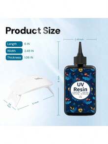 200克紫外线树脂套装，包含6颗LED灯珠 - 更大尺寸，升级版实心透明树脂，适合工艺首饰制作 - 無色 - 查看 8