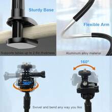 SLAW 30 Inch Webcam Stand Camera Mount Upgraded Thick Base Flexible Gooseneck Camera Stand Desk Webcam Mount Clamp For Logitech Webcams C930e C930 C920 C922x C922 Brio 4K C925e C615 Gopro Hero 8 7 6 5 4 - 黑色 - 查看 2