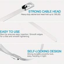 Conjunto de 100 abraçadeiras de nylon reforçadas - Amarrações industriais/para cabos/equipamentos, com travamento automático, 4,6 mm de espessura, aperto manual, resistentes à ferrugem e duráveis, ideais para diversas aplicações industriais, decoração de casa e decoração de casamentos! - Vários tamanhos - Ver 9