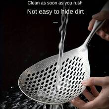 1pc Durable, Easy To Clean Restaurant Grade Kitchen Utensils And Supplies Stainless Steel Colander, Kitchen Dumpling Noodle Fishing Spoon Draining Oil Frying Colander  Skimmer Spoon Slotted Spoon  Frying Spoon Strainer  Slotted Spoons For Cooking  Cocina Kitchen Essentials Kitchen Gadgets  Cooking Utensils  Kitchen Cleaning  Christmas Gift - 銀色(大號) - 查看 3