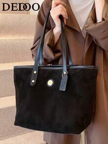 Dedoo 1个高品质时尚奢华手提包，2025新款多功能托特包，大容量单肩包，适合作为女友礼物、购物、约会、旅行、工作和其他场合使用。 - 黑色 - 查看 2