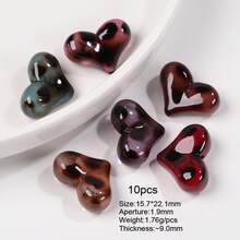 10 hạt cườm hình trái tim nhiều màu sắc họa tiết da báo cổ điển bằng Acrylic kích thước 22,1*15,7mm dùng để làm vòng tay, vòng cổ, dây buộc tóc, hoa tai, móc khóa, móc khóa túi xách, phụ kiện trang sức tự làm - Trái tim họa tiết da báo Acrylic - Xem 10
