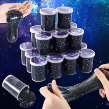 1/5/10/20/50个装黑色星空史莱姆派对礼品，男女通用，杯装星空史莱姆，缓解压力，超柔软橡皮泥玩具，不粘手，生日礼物，课堂奖励，礼品袋填充物 - 黑星 - 查看 12