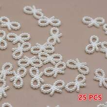 25/75/150 piezas Lazo, perlas artificiales de marfil decoración de lazo para el cabello para decoración de boda DIY, decoración diaria, material DIY para pasador de pelo, suministros de joyería DIY, productos hechos a mano