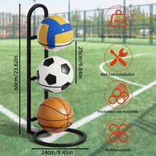 Estantería de almacenamiento de balones de baloncesto, fútbol y voleibol de varias capas, adecuada para el hogar, la sala de estar, el dormitorio, el garaje, organización y almacenamiento de balones - Negro - Ver 4