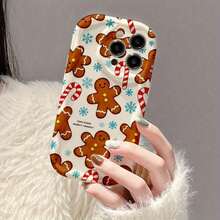 Cáscara de nieve estereoscópica completamente cubierta con bordes de nieve de jengibre de Navidad compatible con iPhone 16, 16 Pro, 16 Pro Max, 15, 15 Pro, 15 Pro Max, 14, 14 Pro, 14 Pro Max y 13, 12, 11 Plus - Mezcla de color 1 - Ver 5