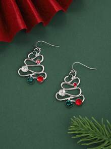 1 Cặp bông tai cây thông Noel rỗng sáng tạo phong cách Châu Âu & Mỹ, thời trang, dễ thương, trang sức quà tặng Giáng sinh thanh lịch dành cho nữ - Nhiều màu - Xem 2