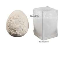 Easter Egg Candle Mold With Relief Butterflies, Four-Leaf Clover, Hen Pattern, And Plaster/Silicone Design - White - View 8