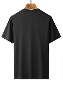 I Paused My Game To Be Here Funny Slogan Print Plus Size Men Short Sleeve T-Shirt - Black - View 2