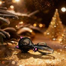 Black Cat Glass Deco&Art – Adorable & Purr-Fectly Stylish, Cute&Pretty Decor, Christmas Gift - Black - View 3