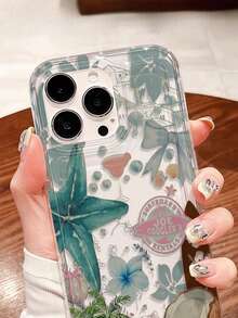 1 chiếc ốp lưng điện thoại TPU trong suốt chống rơi, họa tiết cây dừa và hoa sáng tạo, tương thích với Apple 17 16 15 14 13 12 11 Pro Max, A55/54/53/52/51, S25/24/23/22/21 Series, phiên bản quốc tế, không phải phiên bản nội địa. - Nhiều màu - Xem 5