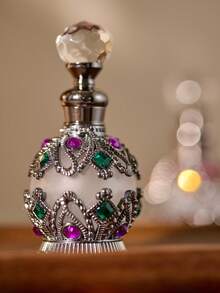 1pc 15ml Refillable Essential Oil Fragrance Bottle, High-End Aromatherapy Vial, Crystal Bottle, Small Capacity Fragrance Bottle, Holiday Travel Oil Decanting Bottle, Travel Aromatherapy Container, With Glass Dropper, Retro Dubai Style Bottle, Eid Al-Fitr Decoration, Gift For Women, Valentine's Day Gift, Travel (Bottle Only, No Fragrance Included)