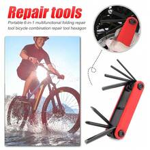 1pc 7-In-1 Bicycle Repair Tool Kit, Multifunctional Folding Tool For Bike Maintenance, Hex Wrench